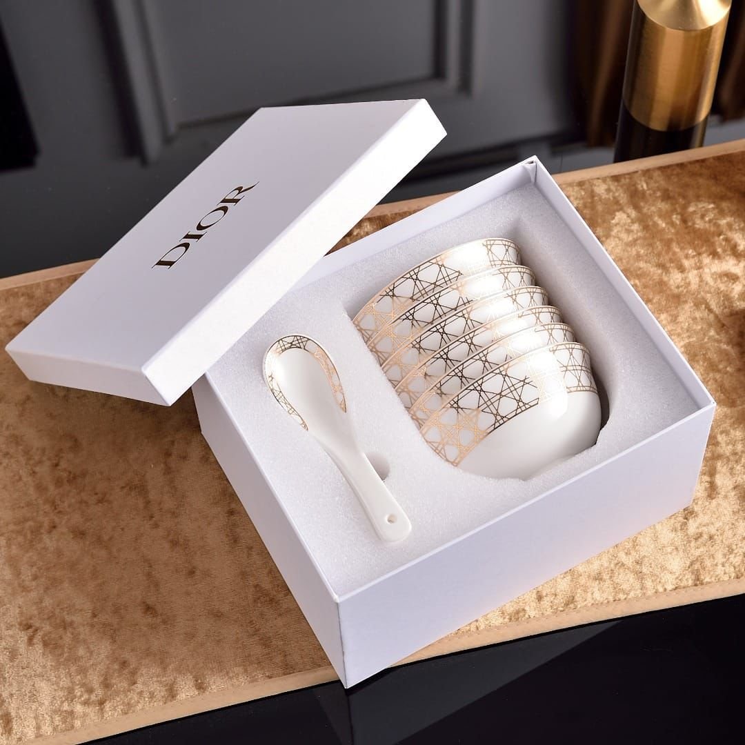 Soup set of six bowls with spoons, Hermes, Versace are also available - Image 3 of 7